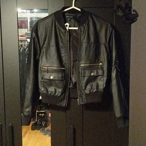 NWOT New Look Faux Leather Jacket w/ Gold Zippers